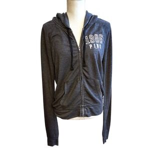 Victoria's Secret PINK 1986 Hoodie Full Zip Gray Heathered Women's Size Med Y2K